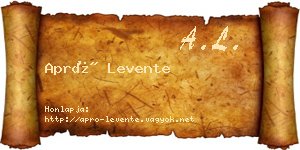 Apró Levente névjegykártya